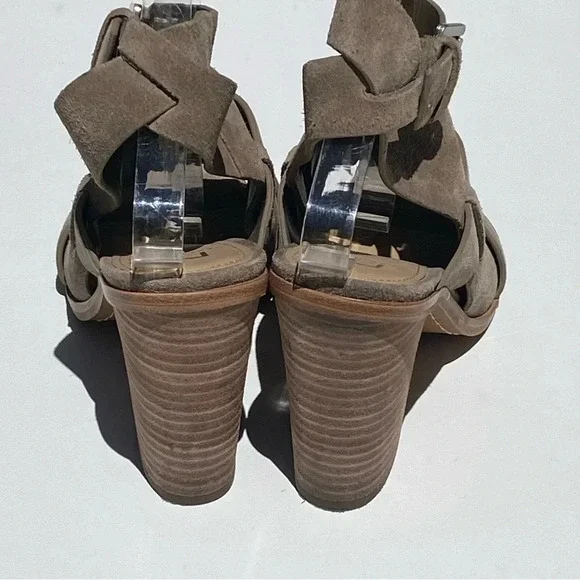 MARC FISHER Women’s Suede Valen peep toe sandals booties adjustable ankles 7.5 - Picture 5 of 8